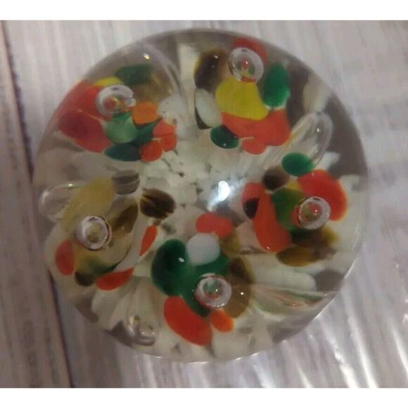 Kent Helms Handblown Art Glass Paperweight Multi Color Trumpet Flowers VTG - Picture 6 of 6